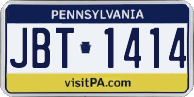 PA license plate JBT1414