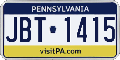 PA license plate JBT1415