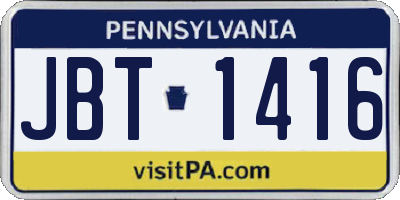 PA license plate JBT1416