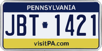 PA license plate JBT1421