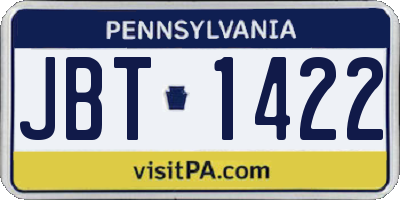 PA license plate JBT1422