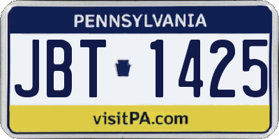 PA license plate JBT1425