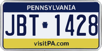PA license plate JBT1428