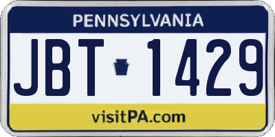 PA license plate JBT1429