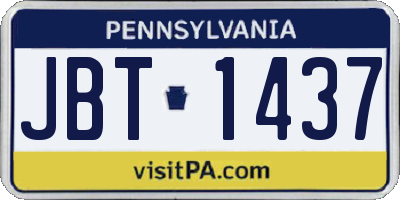 PA license plate JBT1437