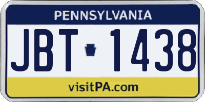 PA license plate JBT1438