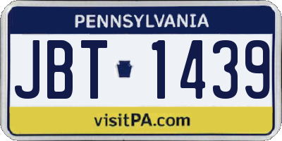 PA license plate JBT1439