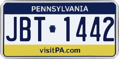 PA license plate JBT1442