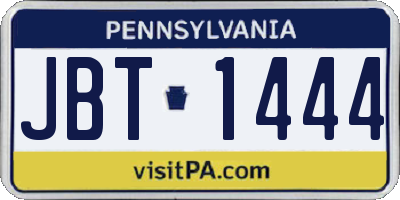 PA license plate JBT1444