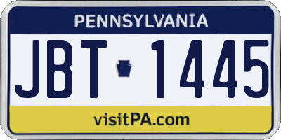 PA license plate JBT1445