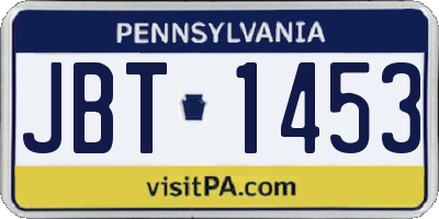 PA license plate JBT1453