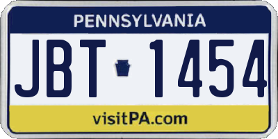 PA license plate JBT1454