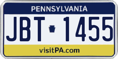 PA license plate JBT1455