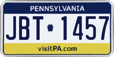 PA license plate JBT1457