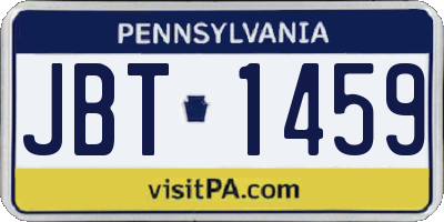 PA license plate JBT1459