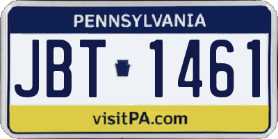 PA license plate JBT1461