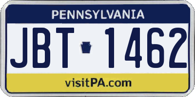 PA license plate JBT1462