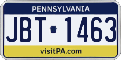 PA license plate JBT1463
