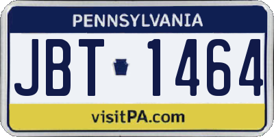 PA license plate JBT1464