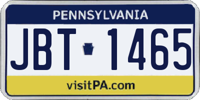 PA license plate JBT1465