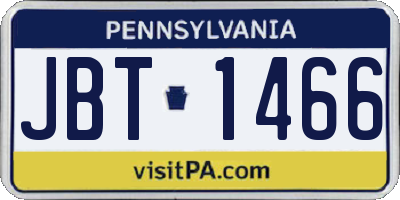 PA license plate JBT1466