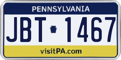 PA license plate JBT1467