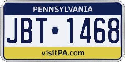 PA license plate JBT1468