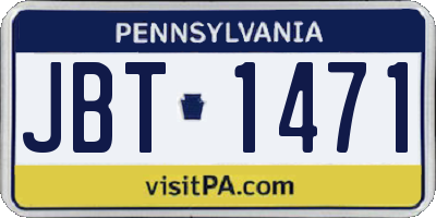 PA license plate JBT1471