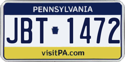 PA license plate JBT1472