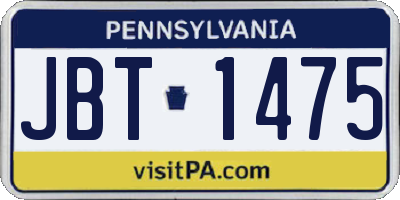 PA license plate JBT1475