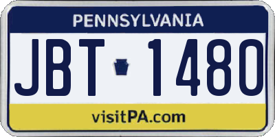 PA license plate JBT1480