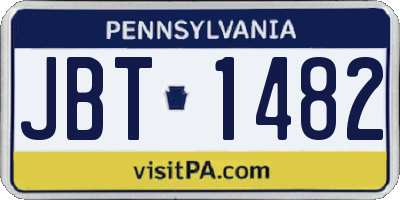 PA license plate JBT1482