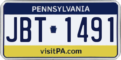 PA license plate JBT1491