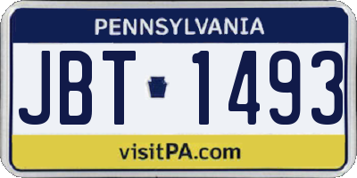 PA license plate JBT1493