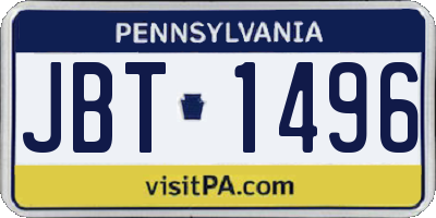 PA license plate JBT1496