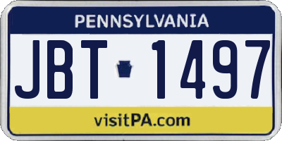 PA license plate JBT1497