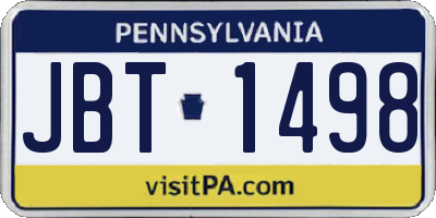 PA license plate JBT1498