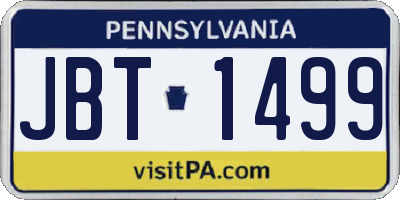 PA license plate JBT1499