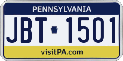 PA license plate JBT1501