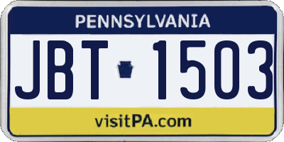 PA license plate JBT1503