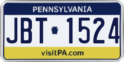 PA license plate JBT1524