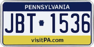 PA license plate JBT1536