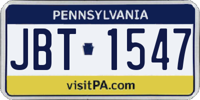 PA license plate JBT1547