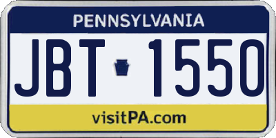 PA license plate JBT1550
