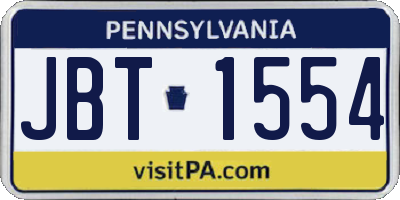 PA license plate JBT1554