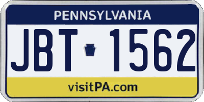 PA license plate JBT1562