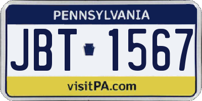 PA license plate JBT1567