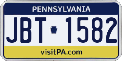 PA license plate JBT1582