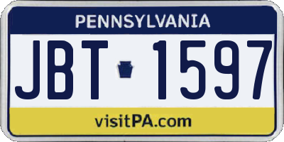 PA license plate JBT1597