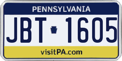 PA license plate JBT1605